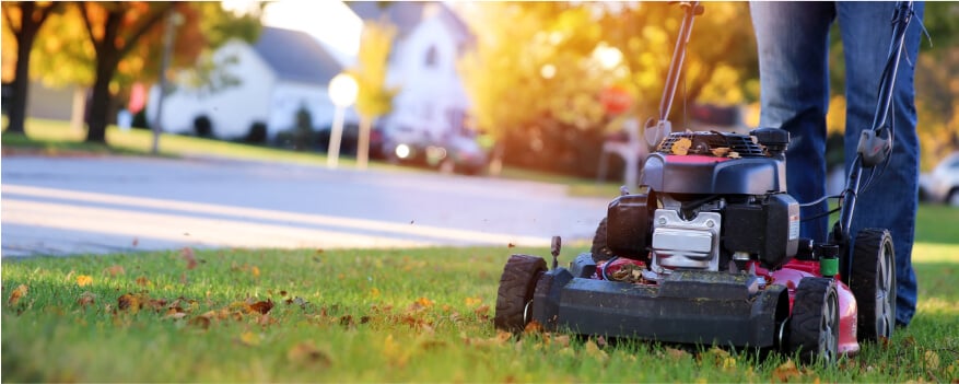 A person using lawn mower.