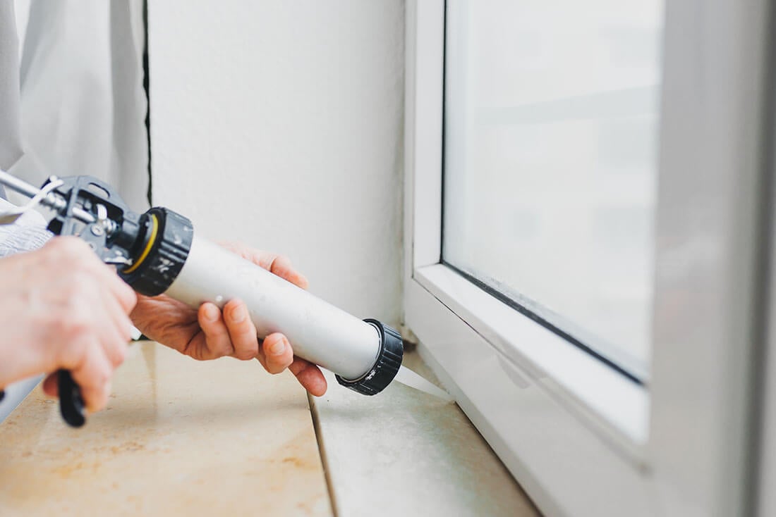 caulking a window