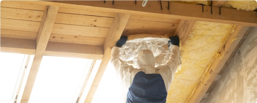 A person checking attic insulation