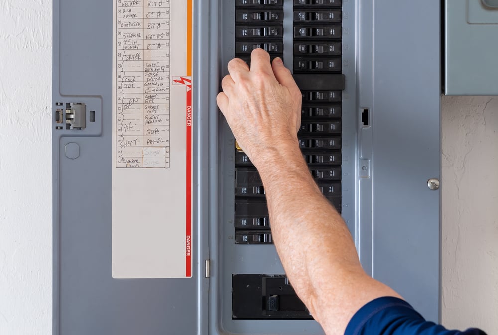 an open breaker panel box