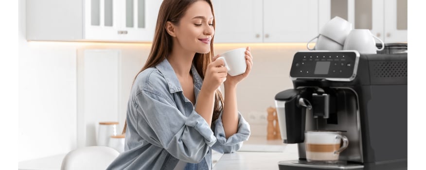 woman sipping coffee