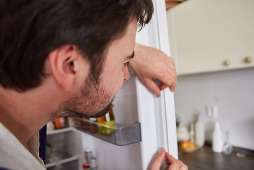 man inspecting door seal