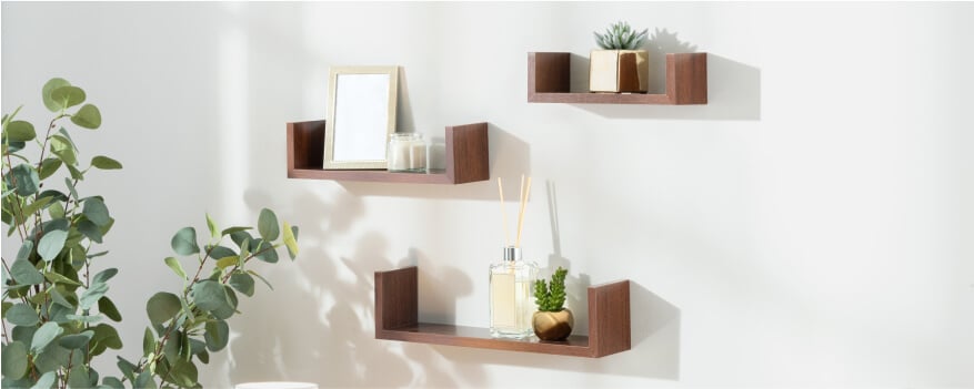 Multiple shelves on wall